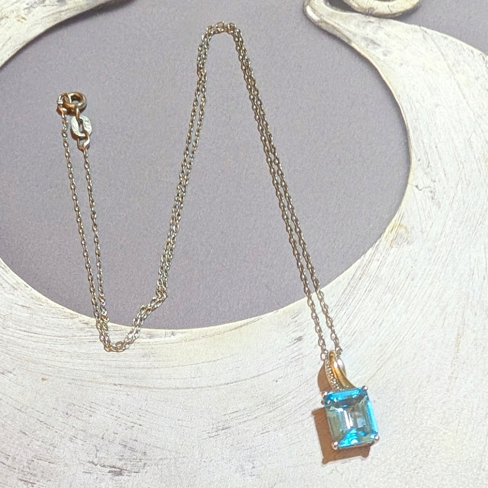 Alwand Vahan 10kt and Sterling 3ct Swiss Blue Topaz Necklace - Picture 8 of 8